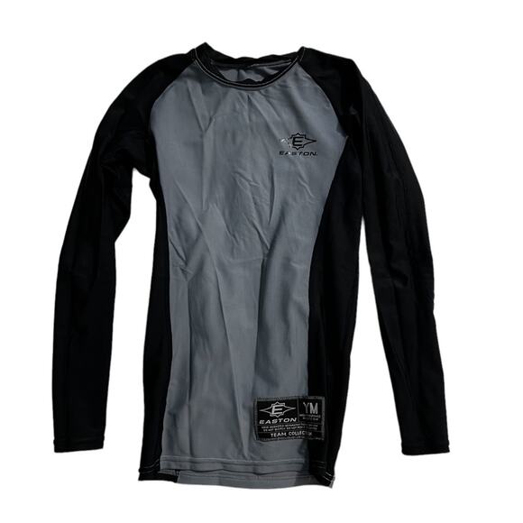 Easton Boys Black/Gray Baseball Compression Shirt - Medium - Picture 2 of 4